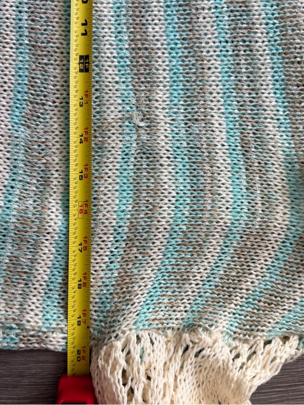 Mystree Cream & Aqua Striped Knit Sweater Coastal Cowgirl Beach Vacation - Picture 5 of 7
